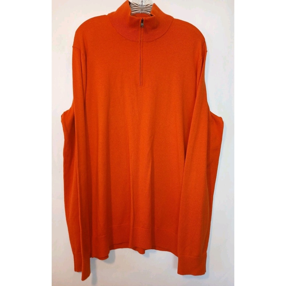 NWT Banana Republic Orange Quarter Zip Cotton Cashmere Sweater Mens Size XL A133